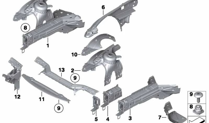 Refuerzo soporte motor izquierdo OEM 41007224887 para BMW Z4 E89. Pieza original BMW.