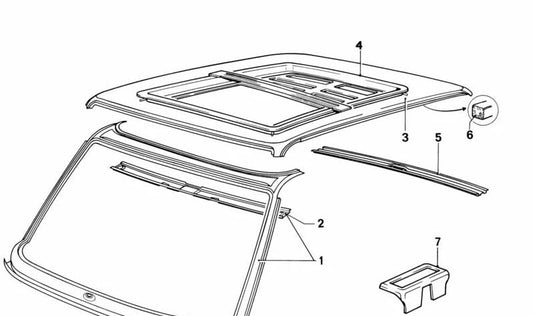 Refuerzo del techo OEM 41231840376 para BMW E21. Original BMW.