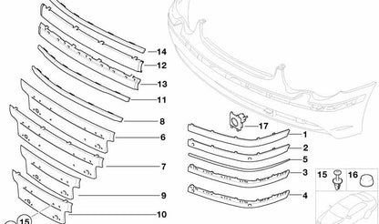 Moldura frontal derecha imprimada OEM 51117043462 para BMW E65, E66. Original BMW.