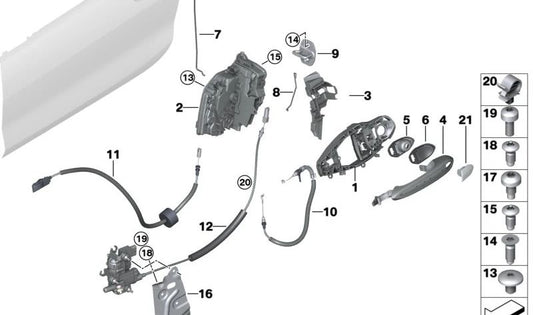 Soporte interior tirador puerta delantera izquierda OEM 51219881775 para BMW G22, G23, G82, G83, F90, G30, G31, G38, G32, F91, F92, F93, G14, G15, G16, F97, G01, G08, F98, G02, F95, G05, G18, F96, G06, G07. Original BMW.
