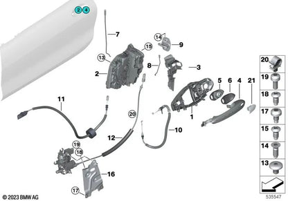 Cerradura de sistema izquierda para BMW F90, G30, G31, G32, G11N, F91, G14, G05 (OEM 51217477685). Original BMW