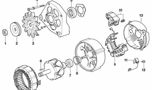 Tornillo de cabeza esférica OEM 12311739201 para BMW E30, E36, E28, E34. Pieza original BMW. Ideal para fijaciones en componentes del alternador y otros sistemas del motor.