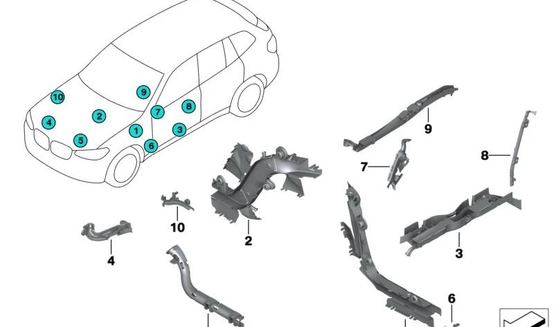 Duto de cabos do pilar A direito para BMW X3 F97, G01, X4 F98, G02 (OEM 61136802120). BMW original