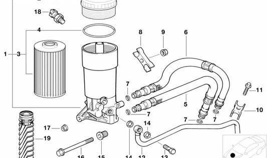 Soporte OEM 11421731609 para BMW E34 y E32 (530i, 540i con motor M60). Pieza original BMW. Ideal para fijar componentes del sistema de aceite.