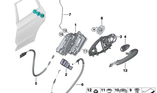 Links außen bemaltes Türgriff für BMW G01, G02 (OEM 51218492033). Original BMW.