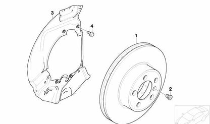 Protector de disco de freno derecho OEM 34116767786 para BMW E60, E60N, E61, E61N. Pieza original BMW.