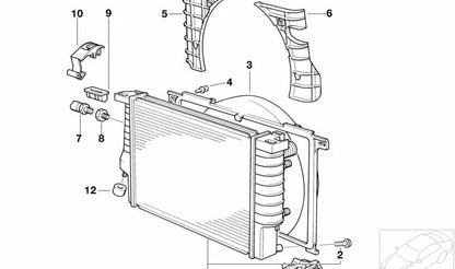 Conducto de aire derecho OEM 17112228090 para BMW E36 M3 (modelos: BF91, BF92, BF99, BG91, BG92, BJ91, BJ92, BK91, BK92, CB91). Original BMW.