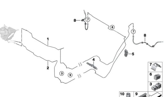 Suporte de linha de freio para BMW Série 1 F70, Série 2 U06, X1 U11, U12, X2 U10, MINI F65, F66, U25 (OEM 07148851873). BMW original