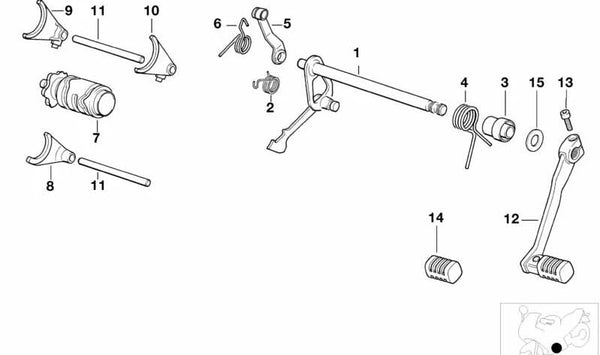 Resorte (feder) OEM 23002343205 para BMW Motorrad K1, K100, K75, K1100, K1200, R100, R80, R65, R45, R1100, R1150, R1200, R850, F650, F800, R nineT. Original BMW Motorrad.