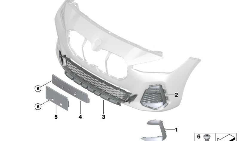 Rejilla central inferior para BMW Serie 2 U06 (OEM 51118080207). Original BMW