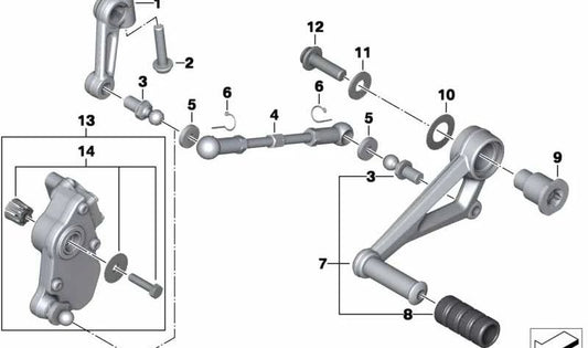 Cambio al pie OEM 23418531173 para motos BMW R 1200 R, R 1250 R, R 1200 RS, R 1250 RS. Original BMW Motorrad.