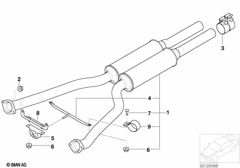 Pipe clamp for BMW 7 Series E65, E66 (OEM 18107528999). Original BMW.