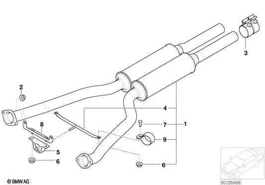 BMW Tube Blamp 7 E65, E66 (OEM 18107528999). BMW d'origine.