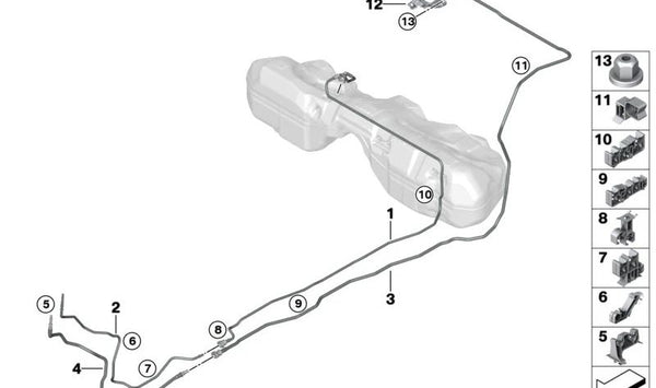 Tubo de aire de limpieza delantero OEM 16128085966 para BMW G80, G80N, G81, G81N, G82, G82N, G83, G83N, G87. Original BMW.