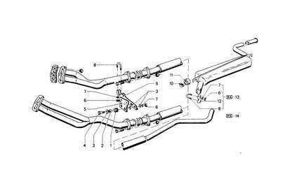 Soporte del sistema de escape OEM 18211245382 para BMW E23, E24, E28, E30. Original BMW.