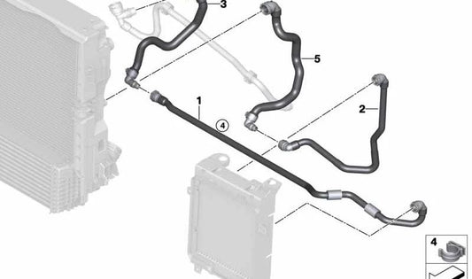 OEM 17128601169 hose for BMW F15 (X5) auxiliary radiator thermostat. Original BMW.