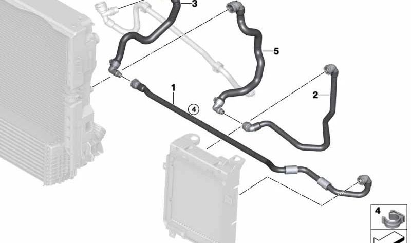 Manguera de radiador de refrigerante OEM 17128619474 para BMW F15 (X5). Original BMW