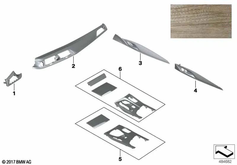 Sen door trim light brown rear left for BMW F90, G30, G31 (OEM 51427994229). Original BMW.