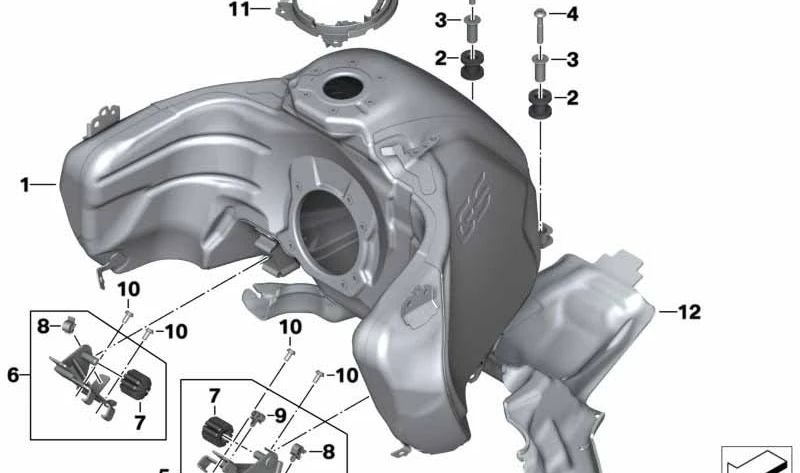 OEM Fuel Tank 16118404799 para BMW Motorrad R 1250 GS Adventure (K51) 2018-2024. BMW Motorrad original.