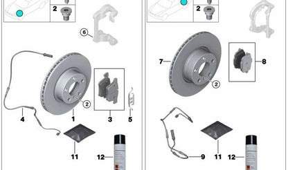 Disco de freno delantero ventilado ligero OEM 34116782593 para BMW Z4 E89 sDrive35i y sDrive35is. Compatible con modelos fabricados entre 2009 y 2016. Original BMW.