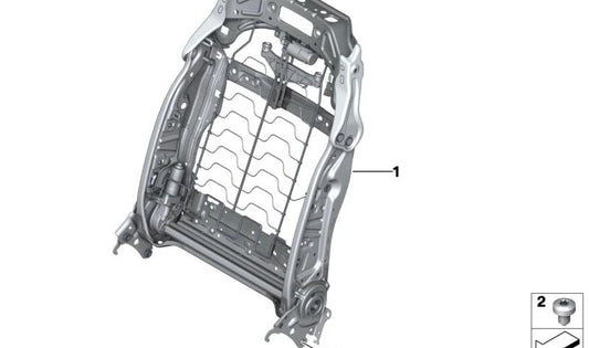 Estructura respaldo asiento confort OEM 52107329919 para BMW F07, F10, F11, F01, F02, F15, F85, F16, F86. Repuesto original BMW.