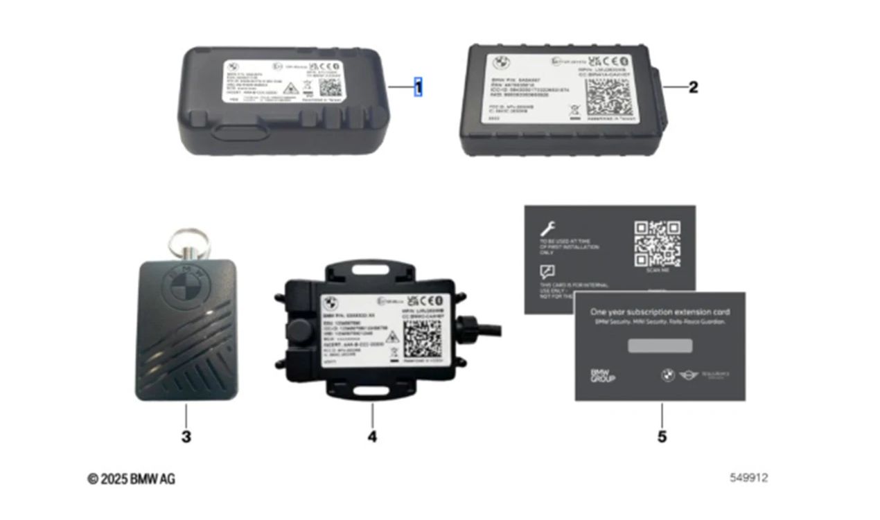 OEM 65705B5DFB6 Sistema di sicurezza della posizione GPS per BMW F40, F70, F87, G42, G20, G30, G11, G14, i3, iX, X1, X3, X5, X6, X7, Z4... e altro ancora. BMW originale.
