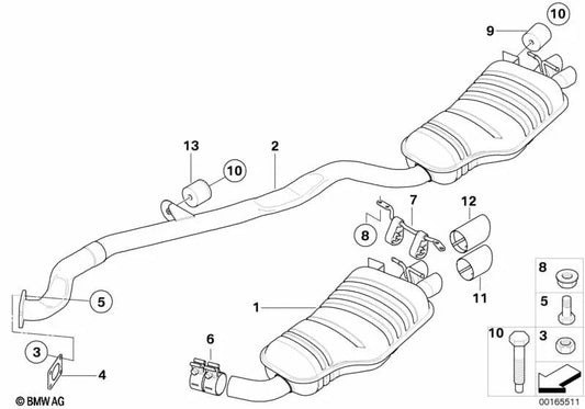 Silenziatore di scarico posteriore per BMW X3 E83, E83N (OEM 18303419098). BMW originale