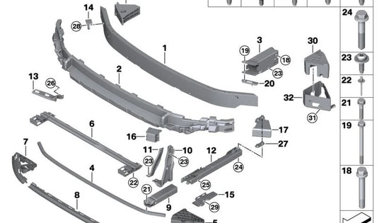 Elemento de deformación izquierdo OEM 51117301579 para MINI F55, F56. Original MINI.