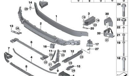 Soporte parachoques delantero inferior OEM 51117301578 para MINI F56, F55, Cabrio F57. Original MINI.