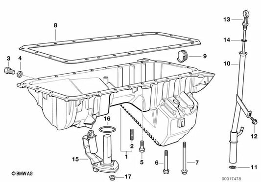 Tubo guia para BMW Série 7 E38 (OEM 11431744044). BMW original