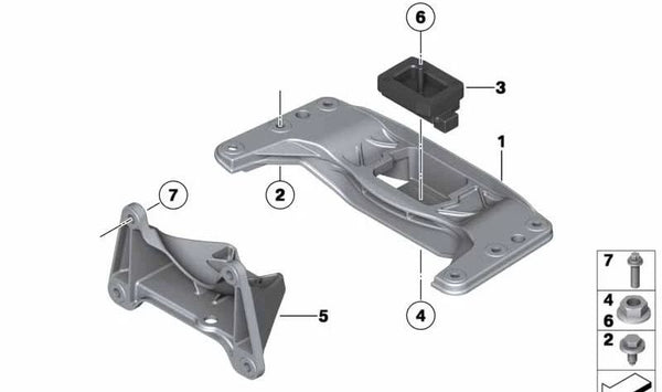 Soporte de caja de cambios OEM 22326781229 para BMW F07, F10, F11, F18, F06, F12, F13, F01, F02. Original BMW.