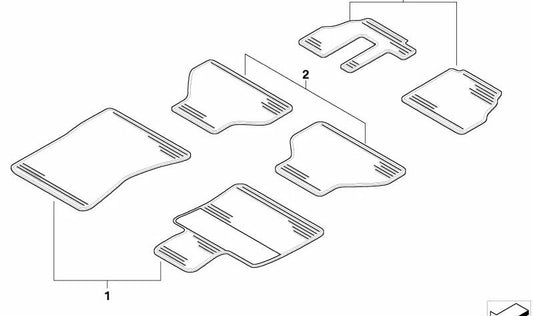 Front rubber carpets OEM 51472231954 for BMW E70 and E71. Original BMW.