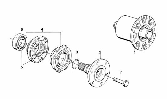 Tapa de cojinete diferencial OEM 33111207227 para BMW E21. Original BMW.
