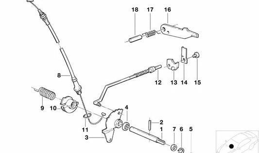Guía de cambio automático OEM 24341215475 para BMW E30, E28, E34, E24, E23, E32, E31. Compatible con cajas ZF 4HP22/24. Original BMW.