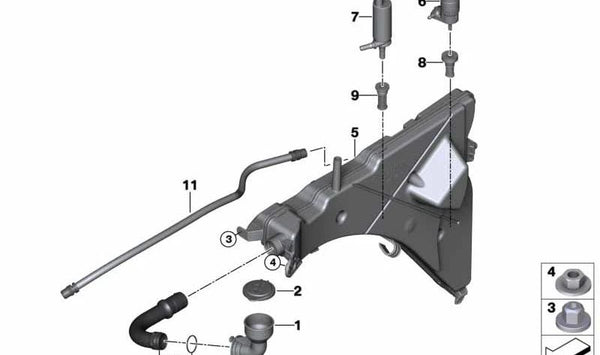 Bomba de agua para limpiaparabrisas OEM 67127311440 para BMW F16, F86. Original BMW.