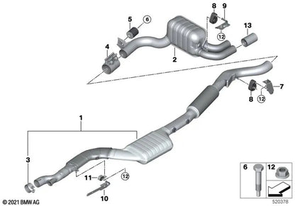 Support en caoutchouc pour BMW F20N, F21N, F22N, F23N, F30, F30N, F31, F31N, F32N, F33N, F36N (OEM 18208570668). BMW d'origine.