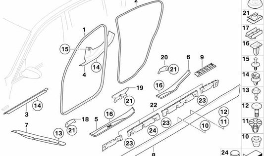 Beschützer der hinteren Türkante für BMW E91, E91N (OEM 51727247262). Original BMW.