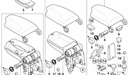 Tapa del reposabrazos central para BMW Serie 1 E81, E82, E88 (OEM 51169122574). Original BMW