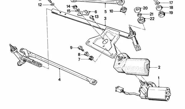 Cojinete derecho del eje del limpiaparabrisas OEM 61611372905 para BMW E23 728i, 728iS, 732i. Original BMW.