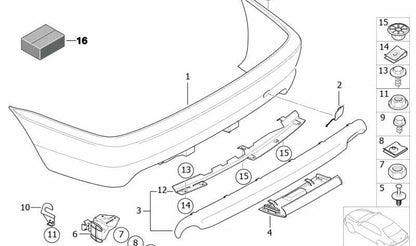 Paragolpes trasero imprimado OEM 51127893069 para BMW E46. Original BMW.
