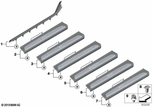 Left Door Entry Trim for BMW G15 8 Series (OEM 51478077783). Original BMW.