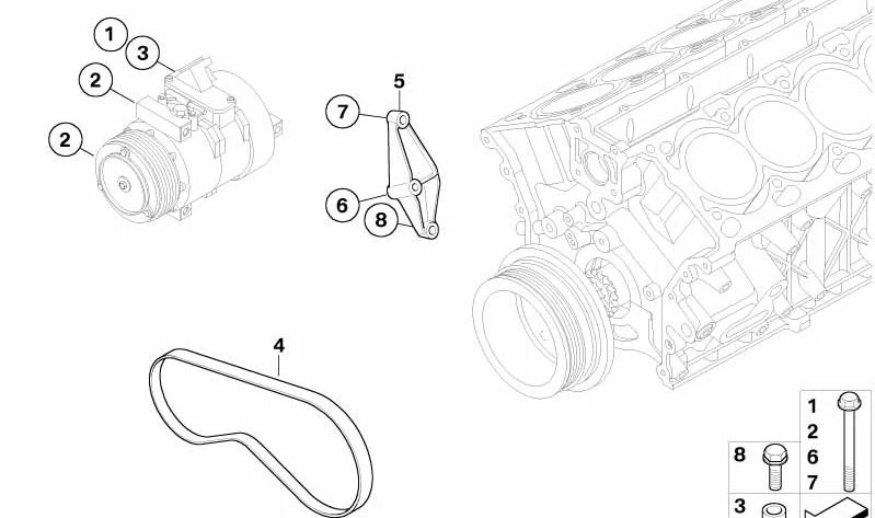 Ribbed belt for BMW 7 Series E65 (OEM 64557795470). Original BMW