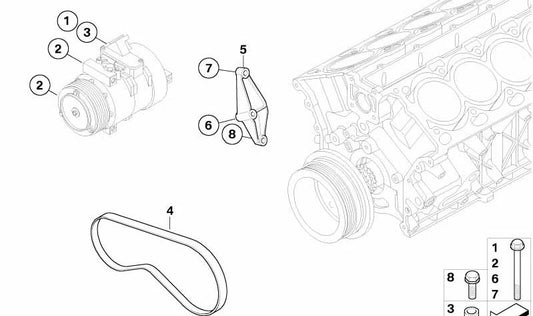 Ribbed belt for BMW 7 Series E65 (OEM 64557795470). Original BMW