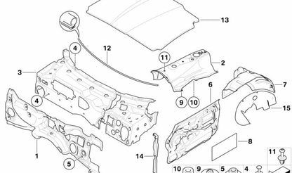 Aislante acústico lateral derecho para BMW Z4 E85, E86 (OEM 51486981424). Original BMW