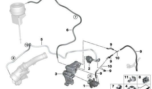 Acumulador de depressão OEM 11658514207 Para BMW F20, F30, G30, X1 F48, X3 G01 ... e muito mais. BMW original.