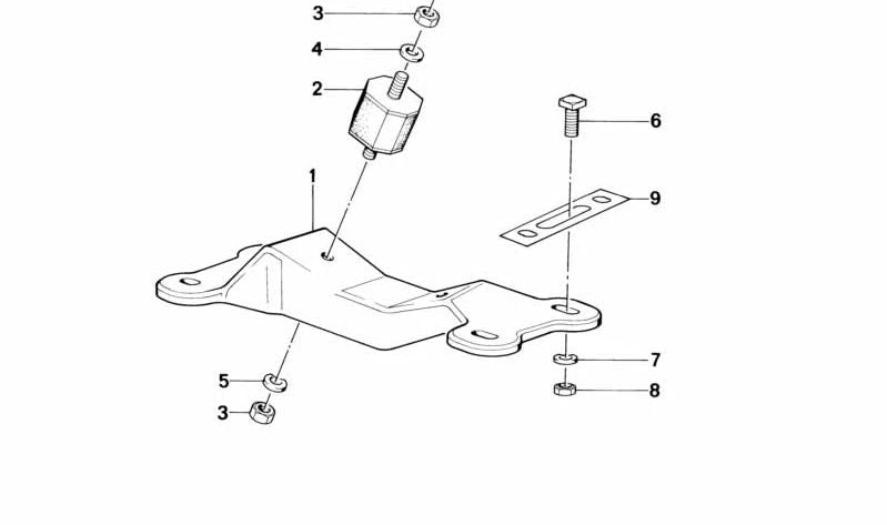 Soporte de transmisión OEM 24711128518 para BMW E28, E24. Original BMW.