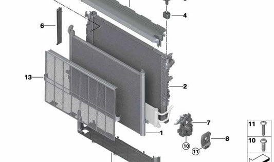 Soporte inferior izquierdo del módulo OEM 17118632129 para BMW G30, G31, G32, G11, G12. Pieza original BMW.