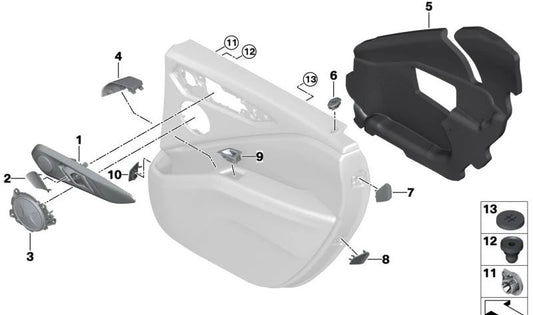Right Speaker Cover for BMW G09 (OEM 51165A012E2). Original BMW.