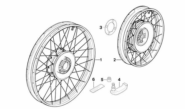 Rueda de radios plata trasera 17" OEM 36318553002 para motos BMW R 1200 GS (K25) 2004–2012. Original BMW Motorrad.