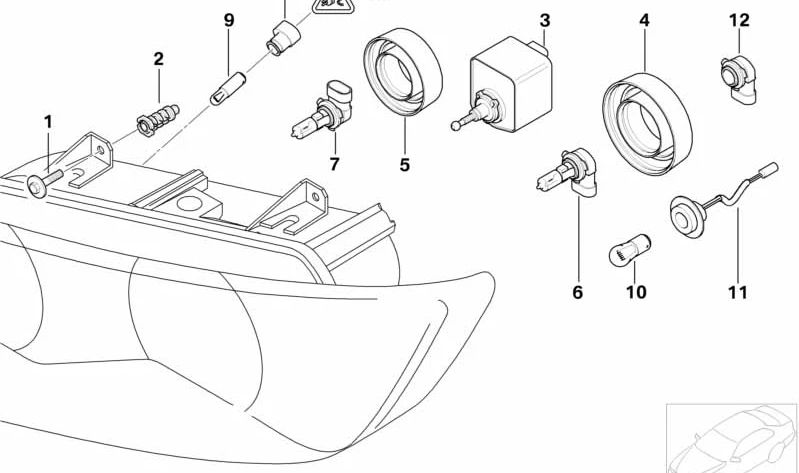 Portalamparas Yellow Bulb OEM 63212695123 für BMW Z3 {E36: Z3 1,9, 2,3, 2,5, 2,5i, 2,8} mit manueller oder automatischer Änderung. Original BMW.